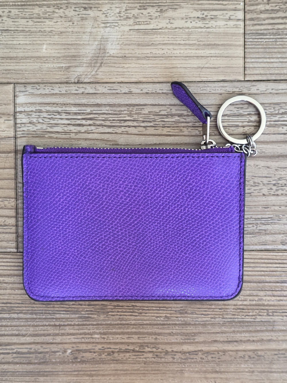 COACH Purple Zip Card Case Keychain - Picture 2 of 8